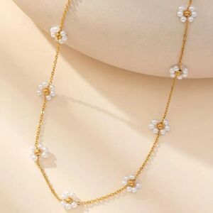COPY - Golden Beaded Floral Choker Style Necklace